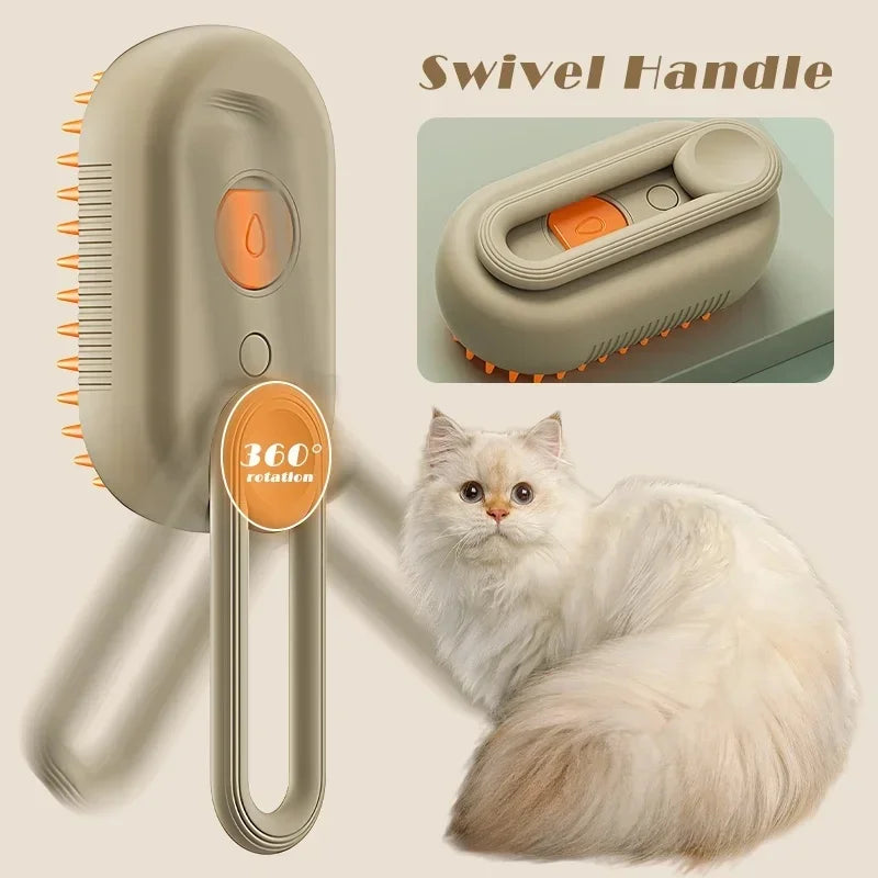 3-in-1 Steam Pet Grooming Brush – Massage, Detangle & Deshed
