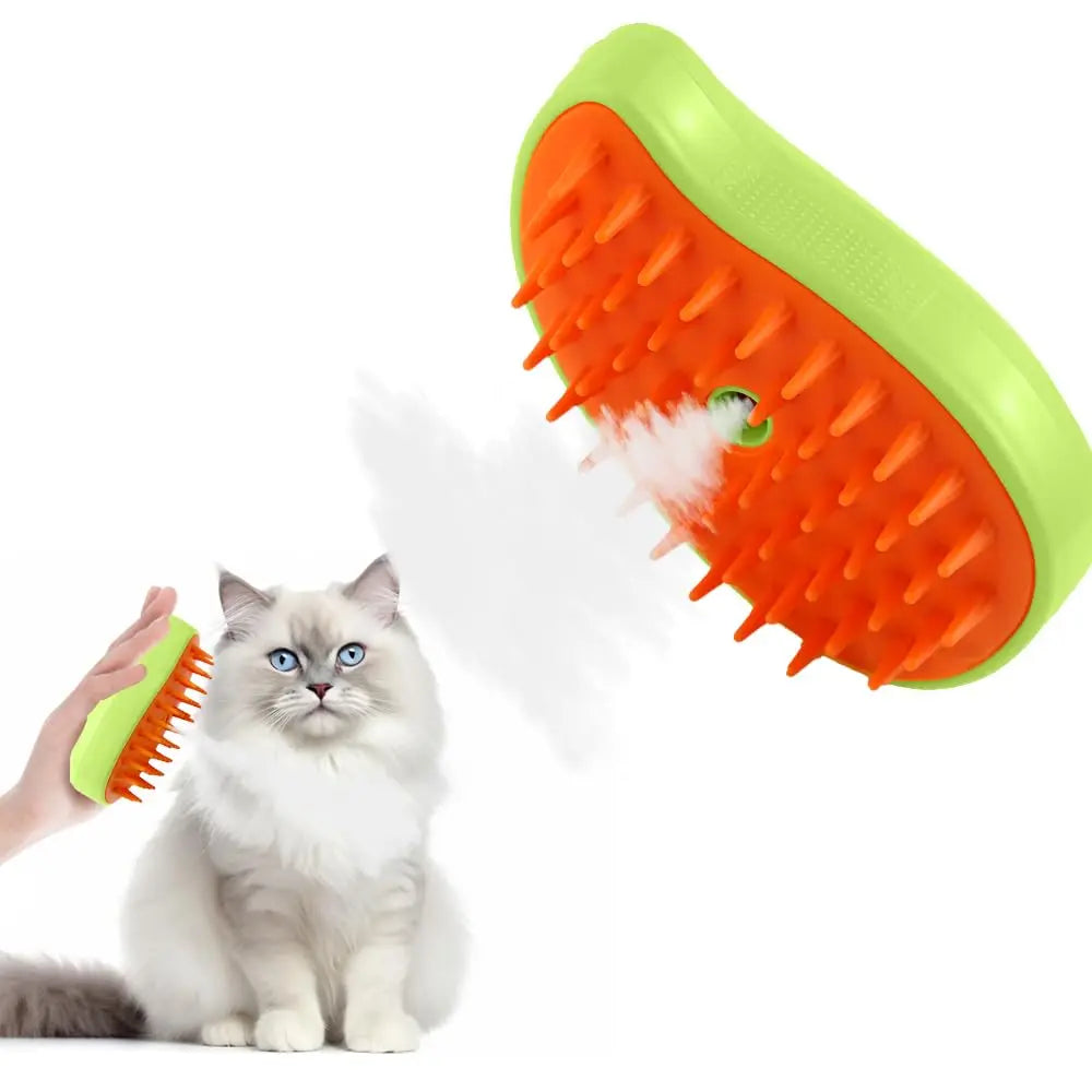 3-in-1 Steam Pet Grooming Brush – Massage, Detangle & Deshed