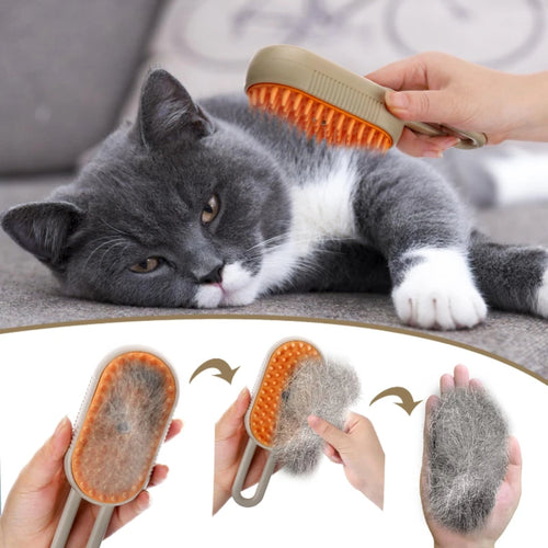 3-in-1 Steam Pet Grooming Brush – Massage, Detangle & Deshed