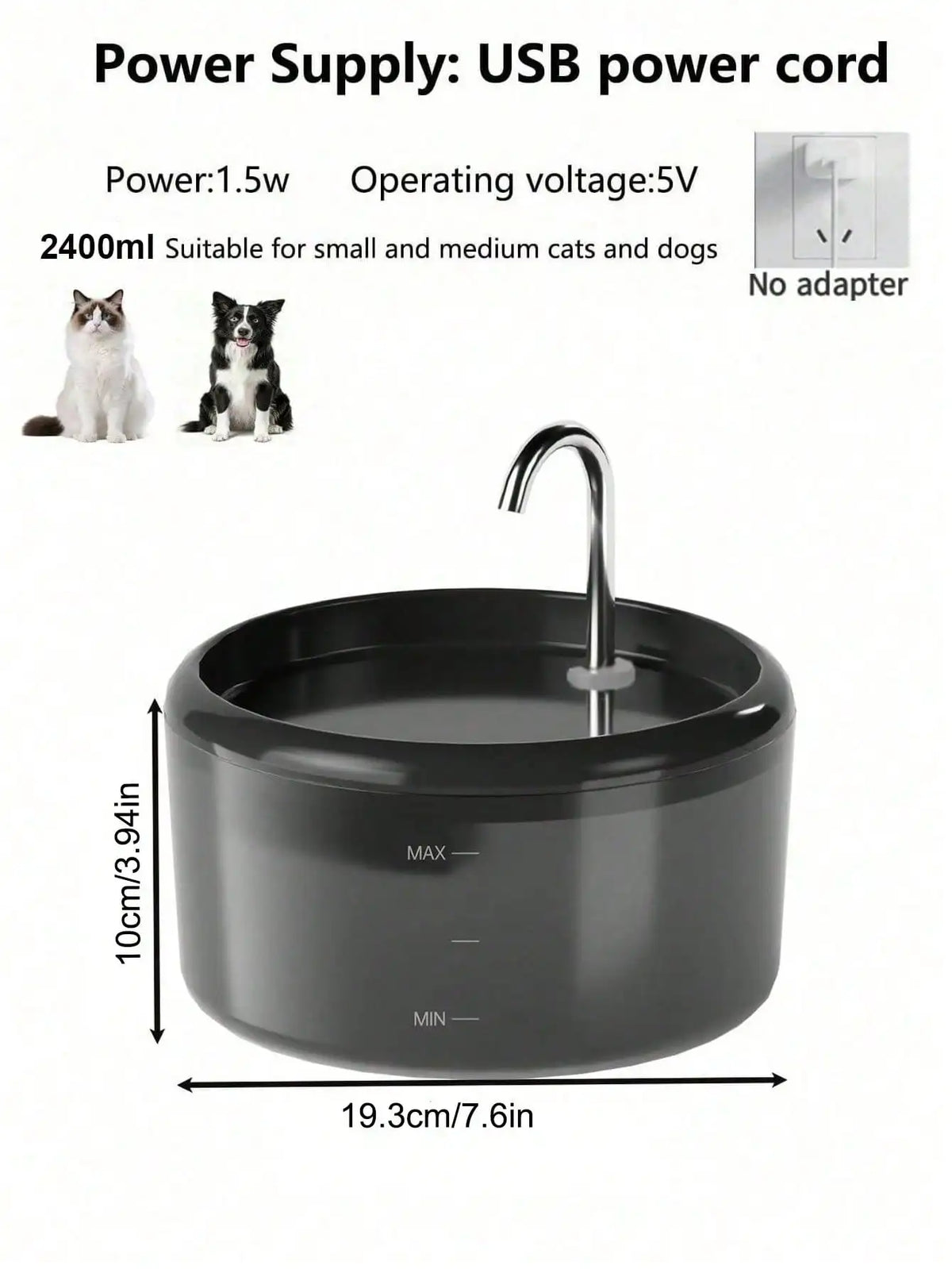 2.4 L Pet Water Fountain