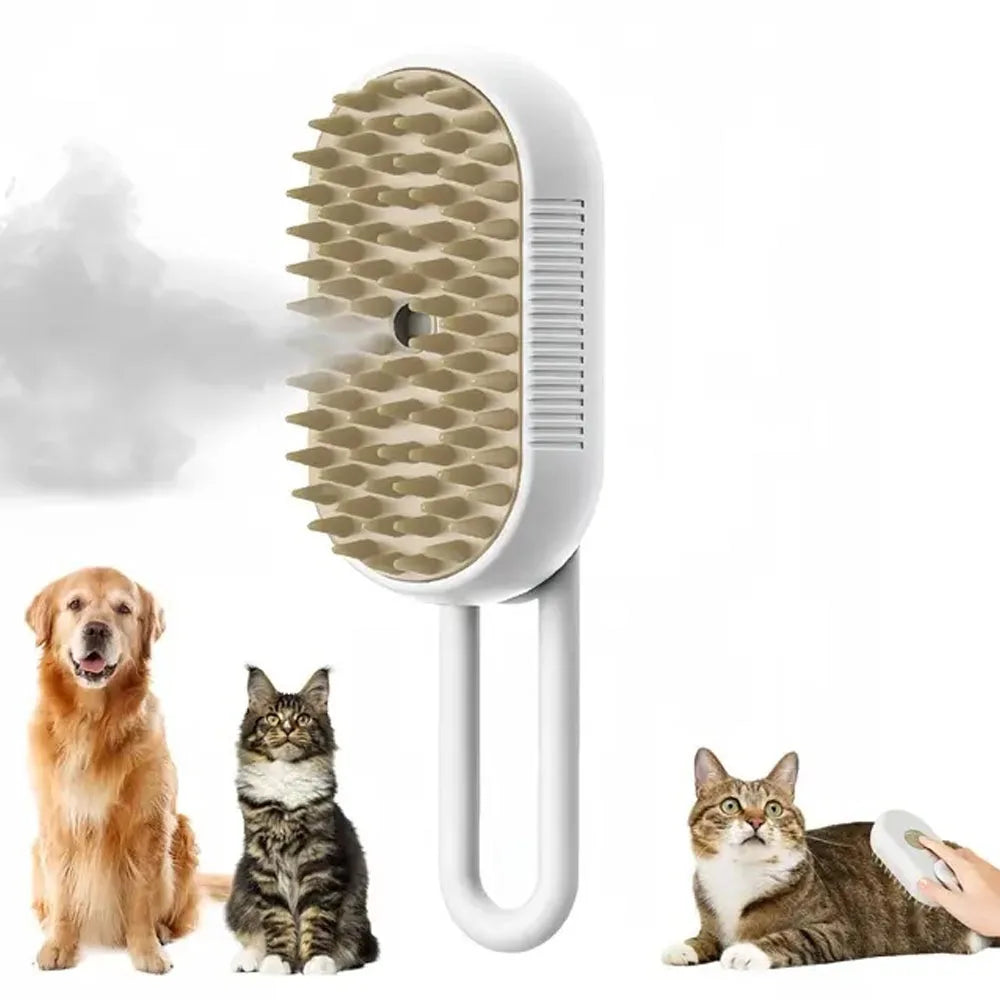 3-in-1 Steam Pet Grooming Brush – Massage, Detangle & Deshed